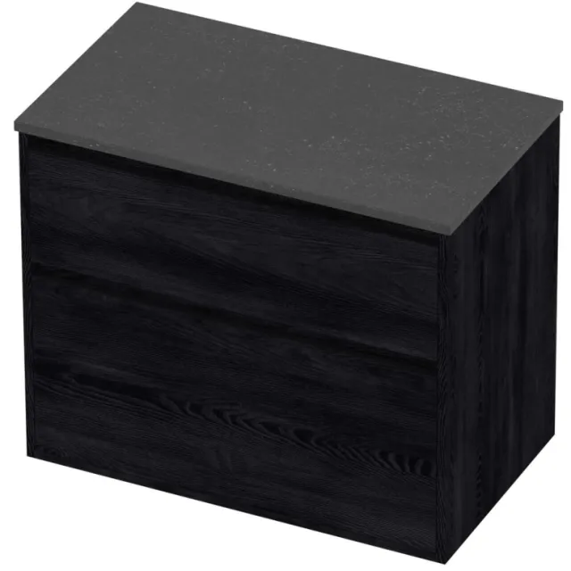 Proline Deck Badmeubelset Hardsteen Greeploos Asymmetrisch Kader 80x46x67 cm Blue Stone Black Oak