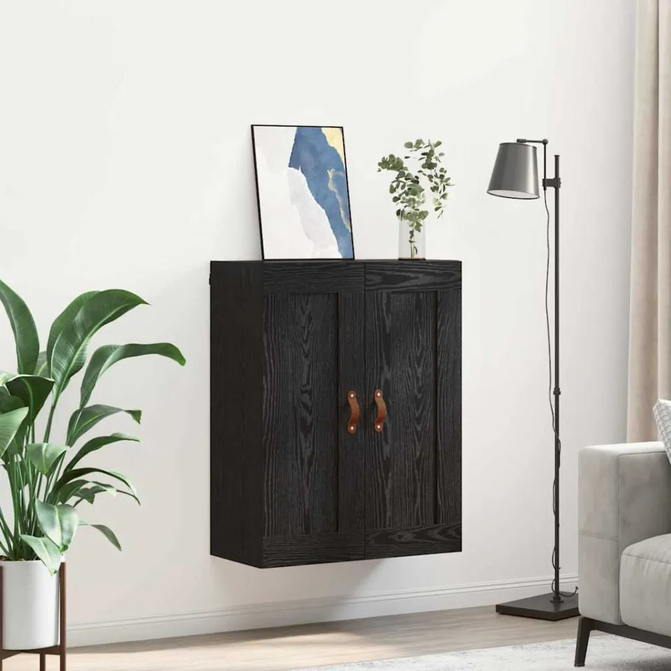 vidaXL Wandkast Zwart Eiken 69,5 x 34 x 90 cm Bewerkt hout, foto 4