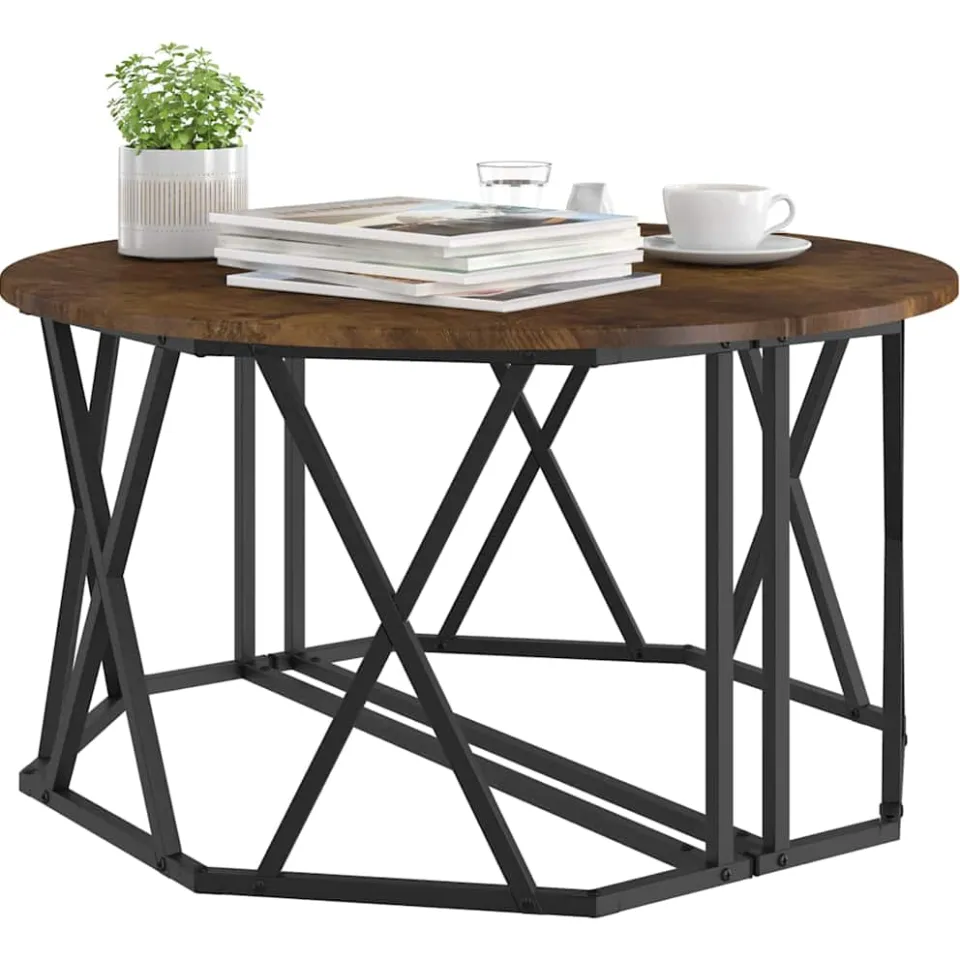 vidaXL Salontafel Gerookt eiken 80 x 80 x 42 cm, foto 3