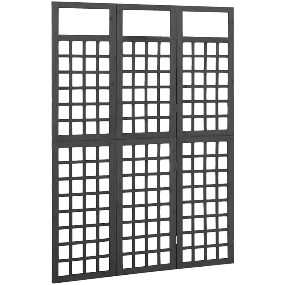 vidaXL Kamerscherm/trellis met 3 panelen 121x180 cm vurenhout zwart