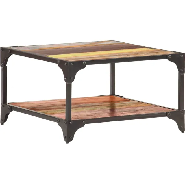 vidaXL Salontafel 60x60x35 cm massief gerecycled hout meerkleurig, foto 2