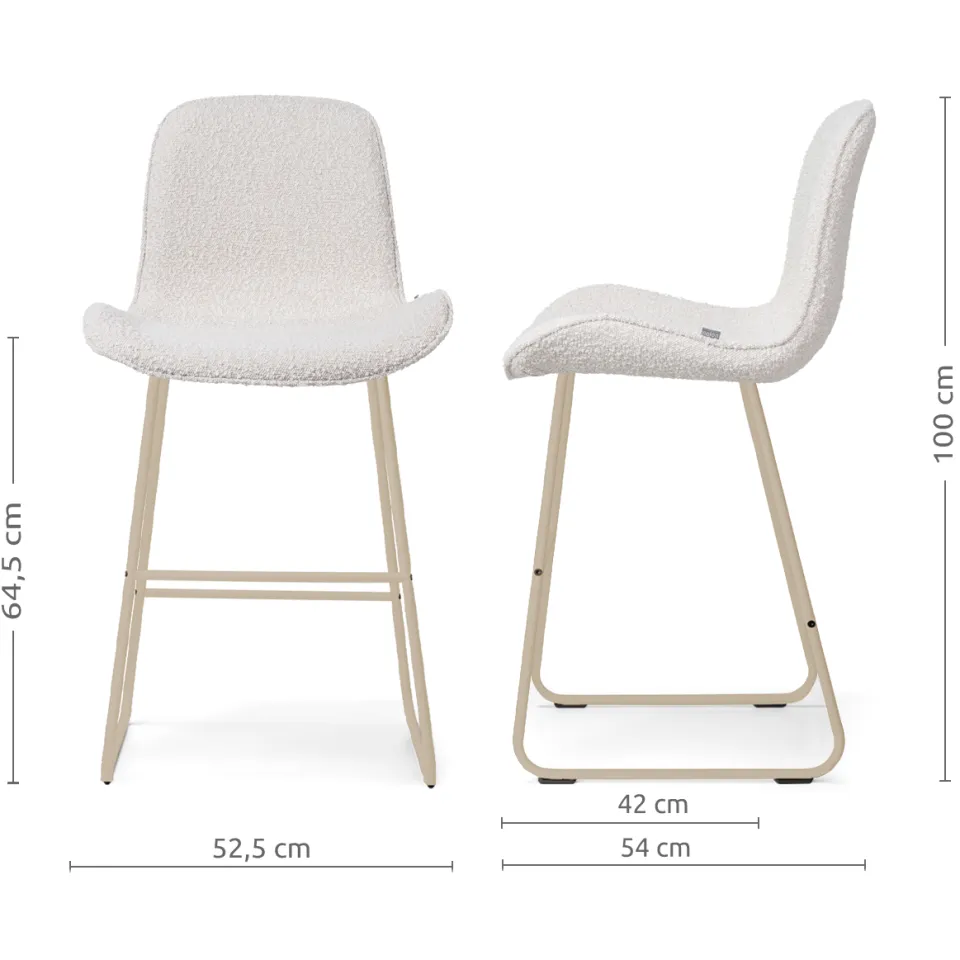 Nolon Nino-Fé barkruk bouclé beige - beige onderstel - 65 cm, foto 2