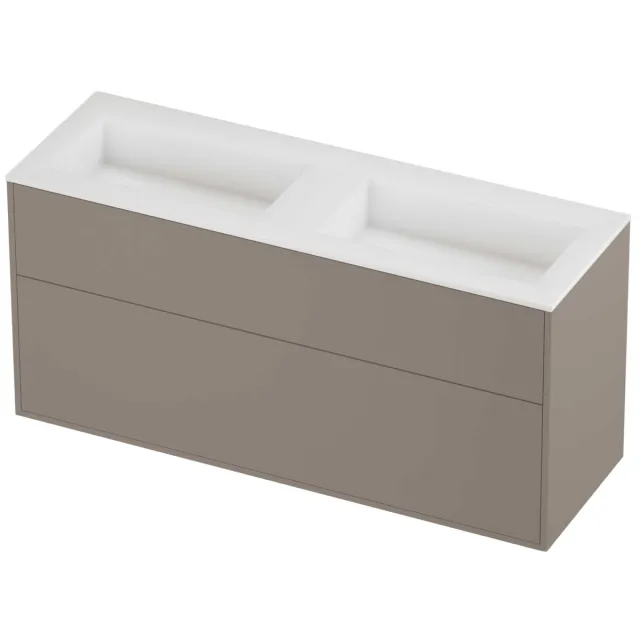 Proline Aristo Badmeubelset Polystone Elegant Dubbel 140x46x67 cm Mat White Clay Beige