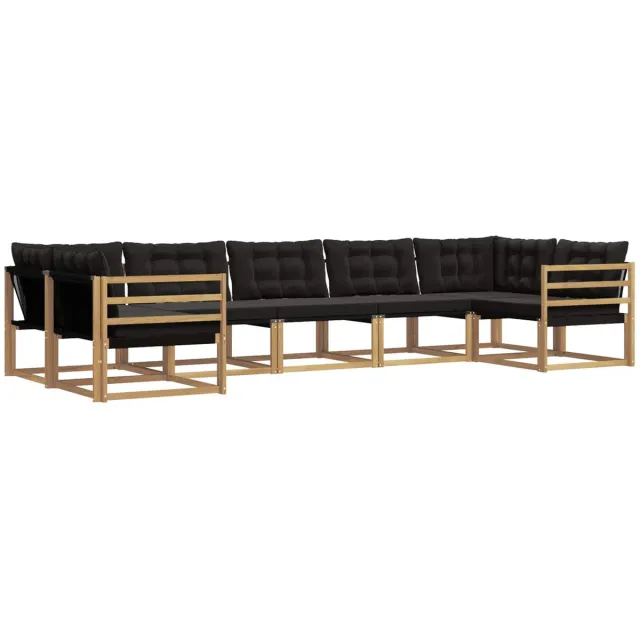 vidaXL Buiten - bank - set - 7 - st - 7-zits - Wit - en - zwart Wit en zwart