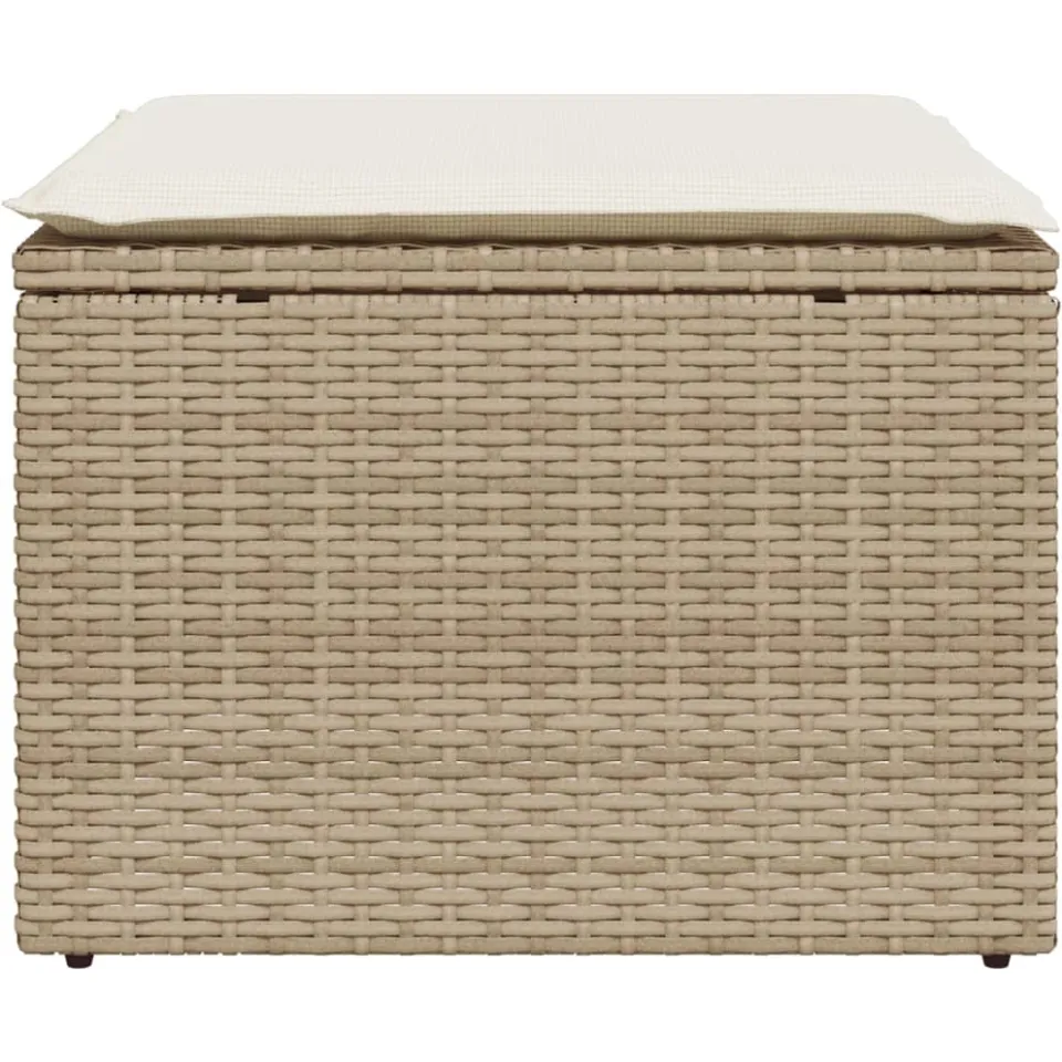 vidaXL Tuinkruk met kussen 55x55x37 cm poly rattan beige, foto 4
