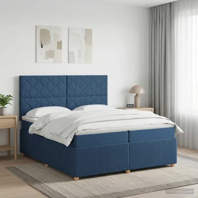 vidaXL Boxspringbed met matras met hoofdeinde Blauw 200 x 200 cm Stof