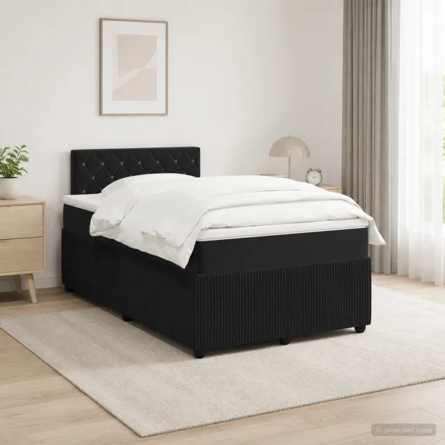 vidaXL Boxspringbed met matras Zwart 120 x 190 cm Fluweel