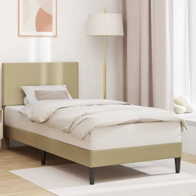vidaXL Bedframe Lichtgroen Grijs 100 x 200 cm Katoen Stof Lichtgrijs