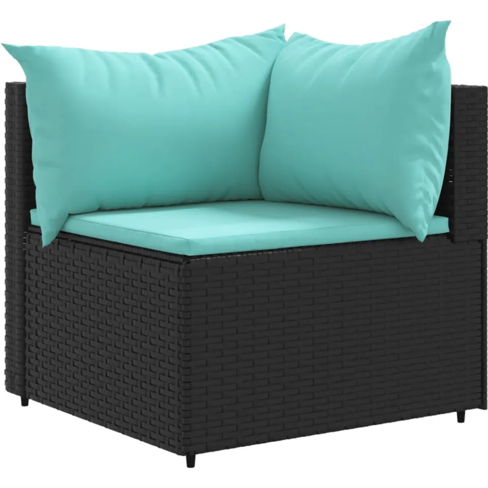 vidaXL 11-delige Loungeset met kussens poly rattan zwart
