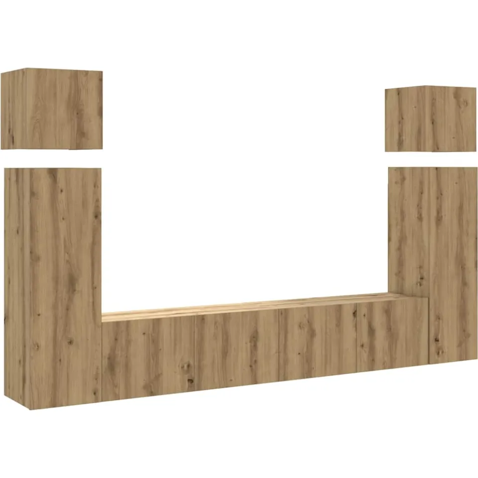 vidaXL 8-delig Tv-meubelset wandmontage bewerkt hout artisanaal eiken Bruin