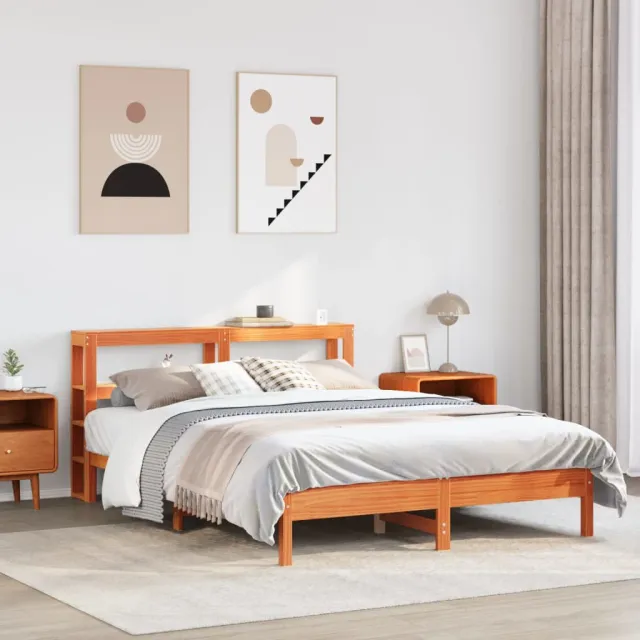 vidaXL Bedframe zonder matras massief grenenhout wasbruin 150x200 cm bruin