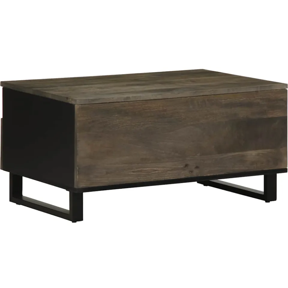 vidaXL Salontafel 80x54x40 cm massief mangohout zwart, foto 4