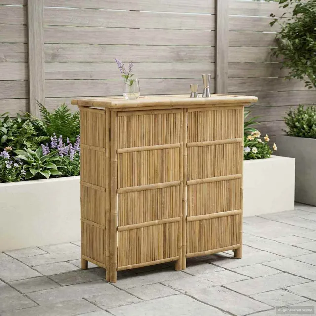 vidaXL Buiten Bartafel Naturel 115 x 55 x 105 cm Bamboe, foto 2