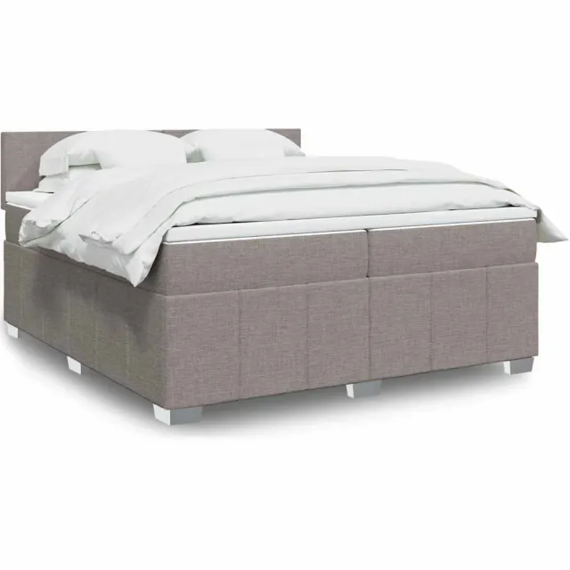 vidaXL Boxspring met matras stof taupe 200x200 cm