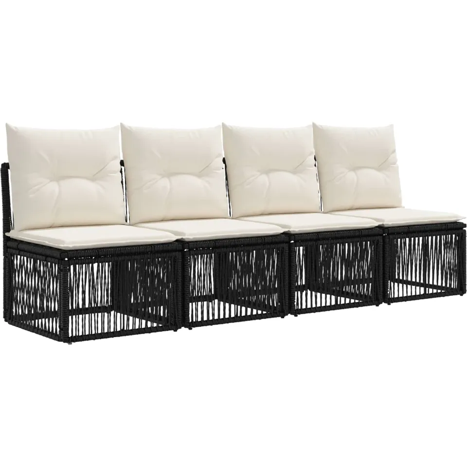 vidaXL Tuinbankenset 7 st 6-zits Zwart poly rattan, foto 4