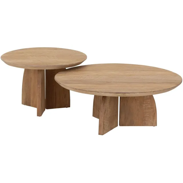 DTP Home Nova salontafel teakhout top - Set van 2 Naturel