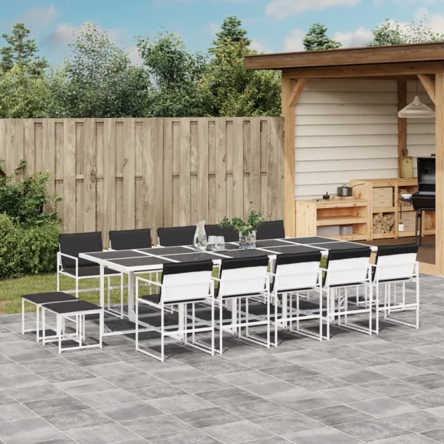 vidaXL 15-delige Tuinset met kussens textileen wit, foto 2
