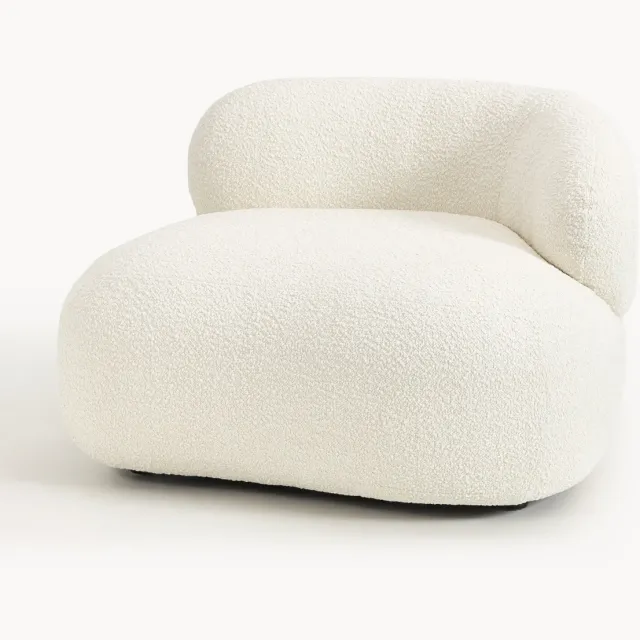 Westwing Collection Bouclé loungefauteuil Alba wit