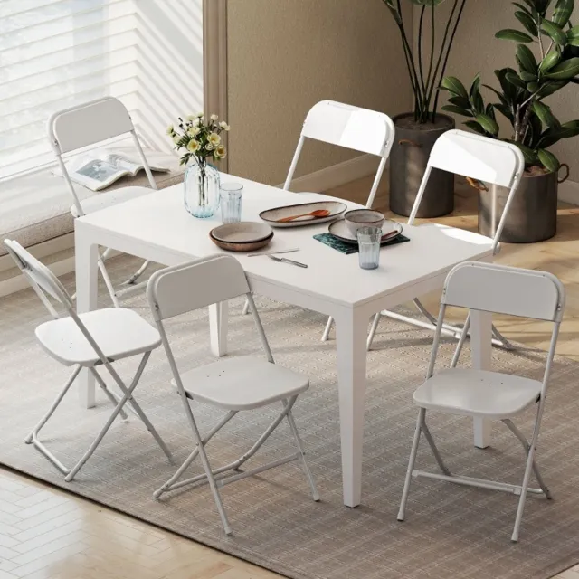 MIVRAY Klapstoel Set Van 6 - Opvouwbare Stoel Met Afvoergaten En Ergonomische Rugleuning - Voor Eetkamer Woonkamer En Wachtruimte - Kunststof Wit