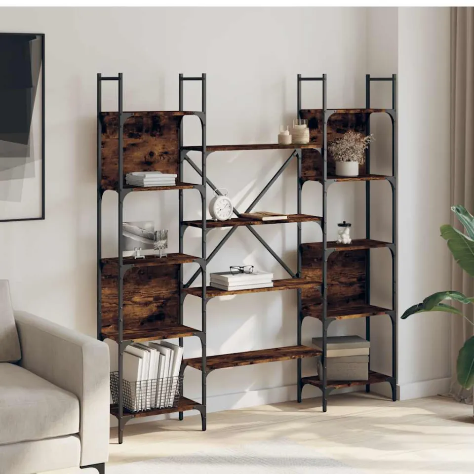 vidaXL Boekenkast 155,5x24x166,5 cm bewerkt hout gerookt eikenkleurig, foto 3