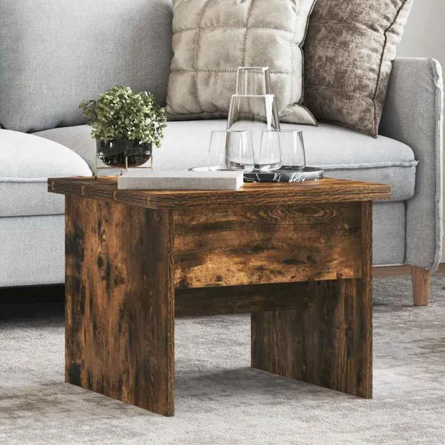 vidaXL Salontafel Gerookt eiken 55 x 54,5 x 45 cm Bewerkt hout, foto 2