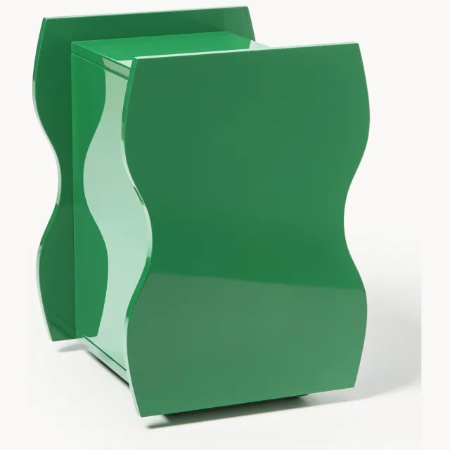 Westwing Collection Hoogglans nachtkastje Emina Groen