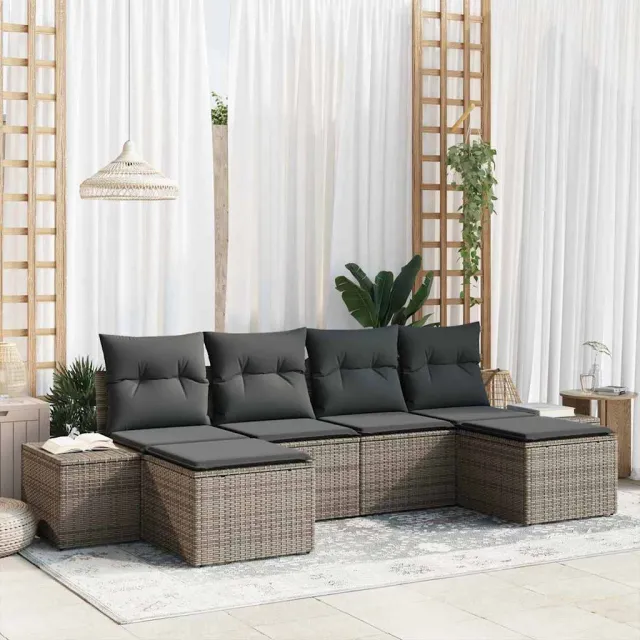 vidaXL Tuin Sofa Set 6 st Grijs poly rattan, foto 2