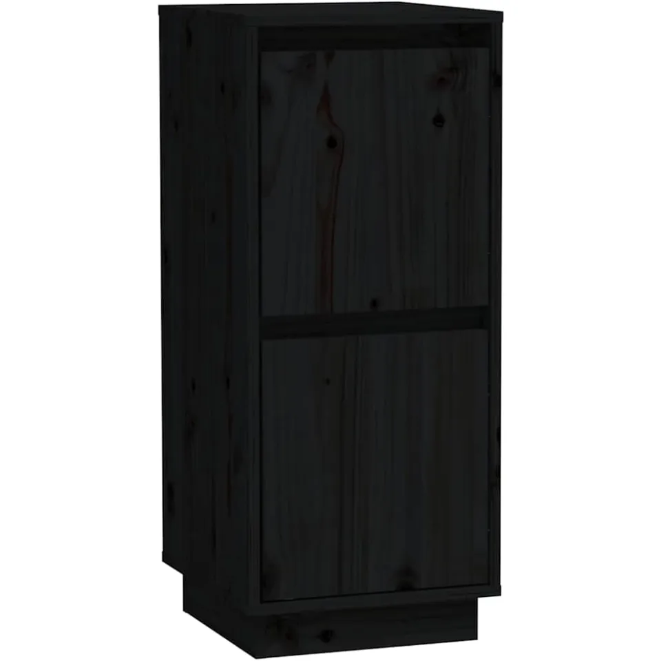 vidaXL Dressoirs 2 st 31,5x34x75 cm massief grenenhout zwart, foto 2