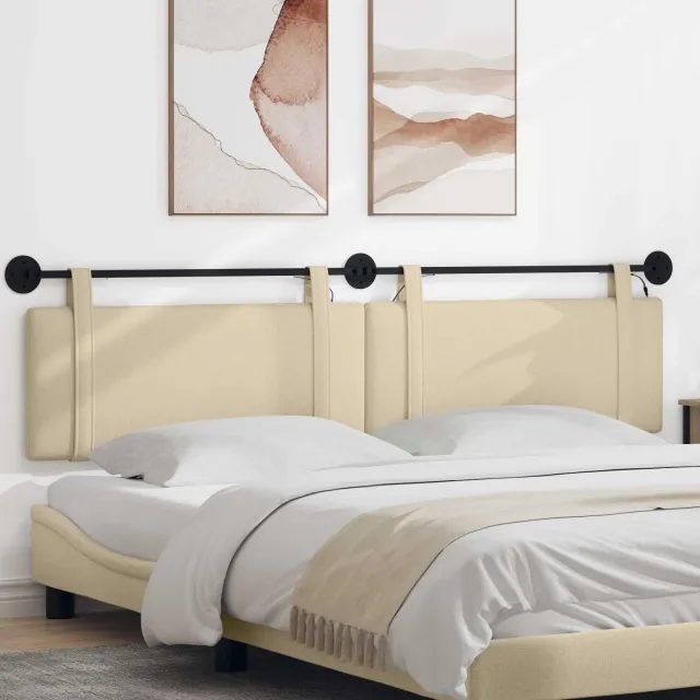vidaXL Hangend hoofdbord Crèmekleurig Stof