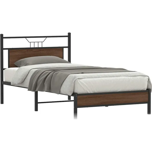 vidaXL Bedframe zonder matras 107x203 cm spaanplaat bruin eikenkleurig