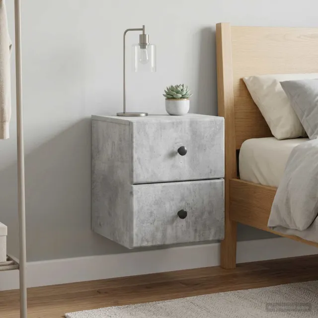 vidaXL Wandbeugel Bedkast 2 st Betongrijs 34,5 x 33 x 40 cm