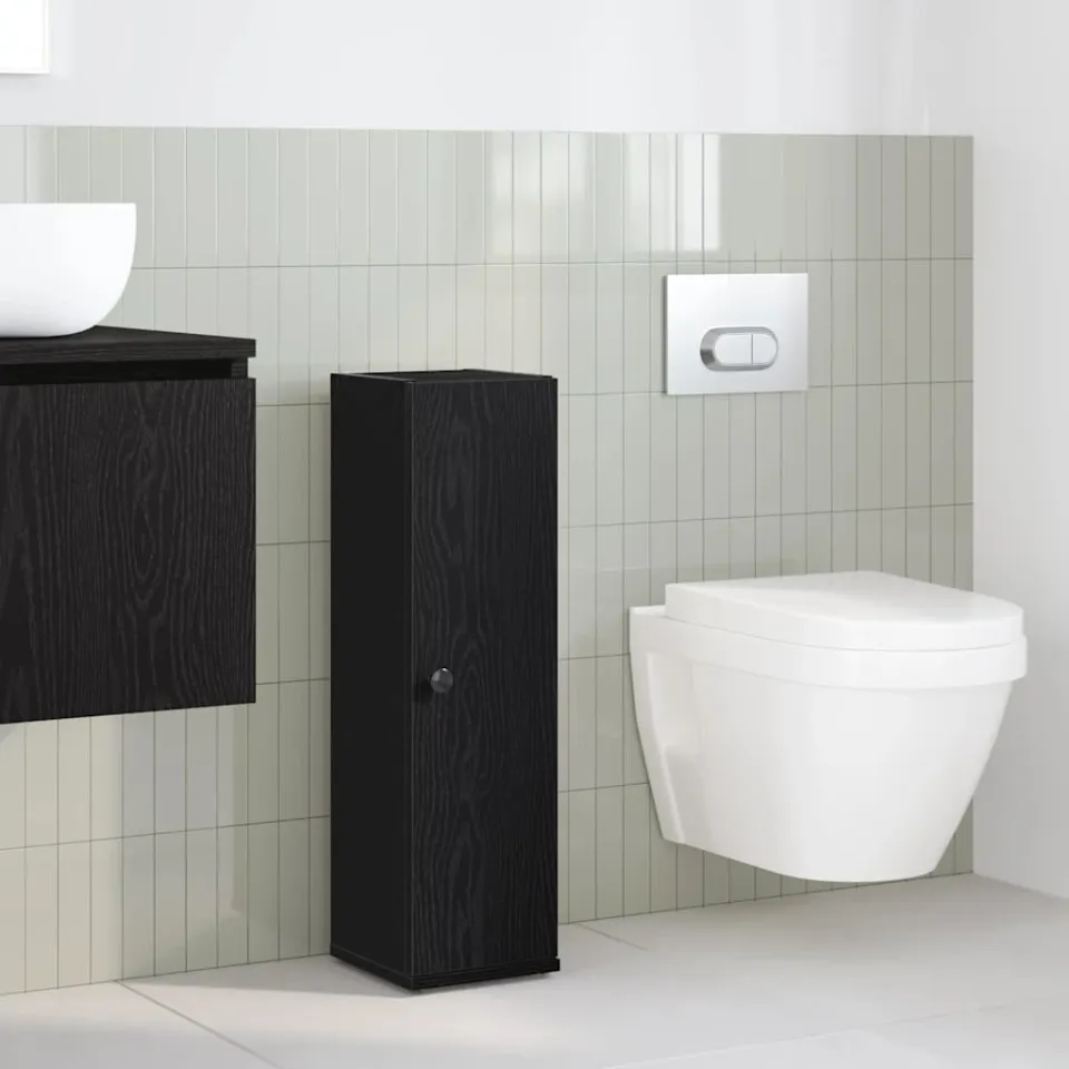 vidaXL Badkamerkast met rolhouder 20,5x22x72 cm zwart, foto 2