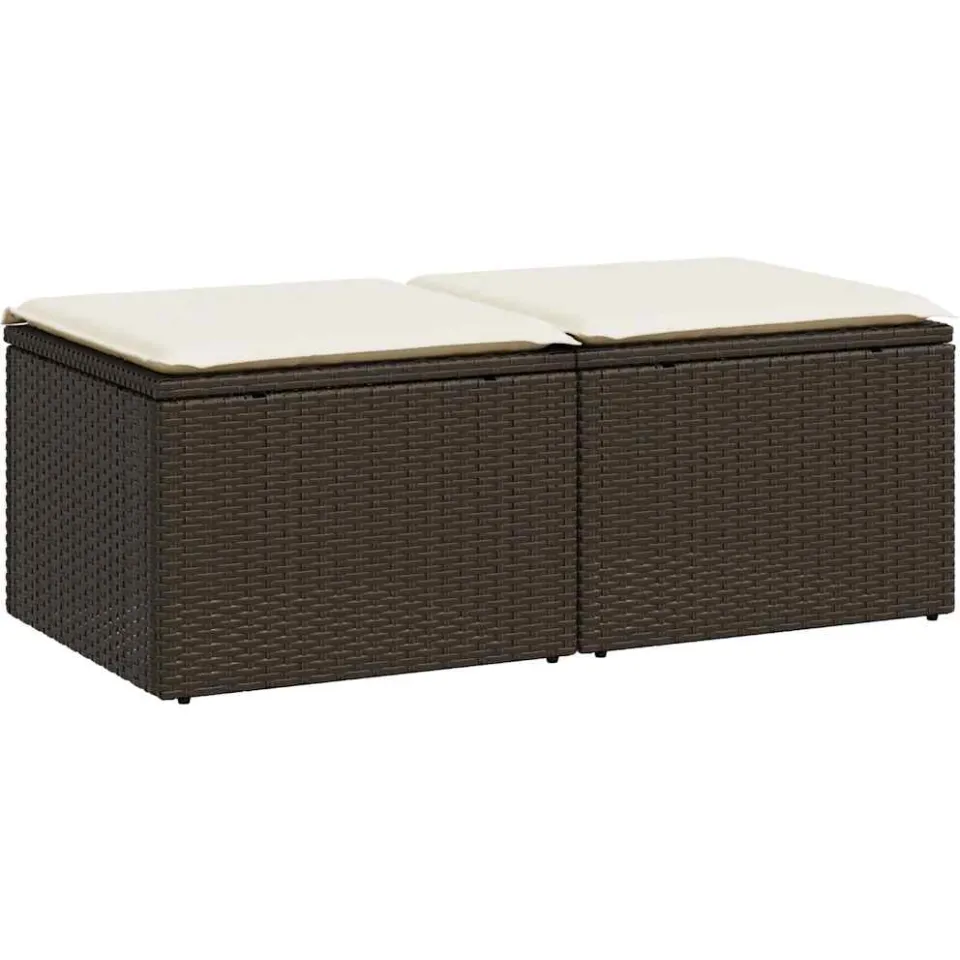 vidaXL 2-delige Loungeset met kussens poly rattan acacia bruin, foto 4
