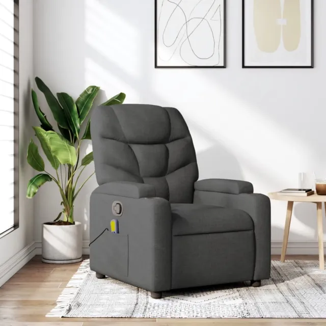 vidaXL Massagestoel - in - donkergrijze - stof Donkergrijs