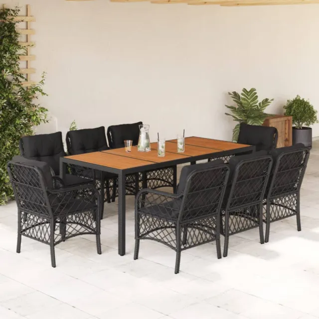 vidaXL 9-delige Tuinset poly rattan zwart, foto 2