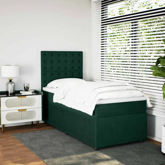vidaXL Boxspring met matras fluweel donkergroen 80x200 cm groen