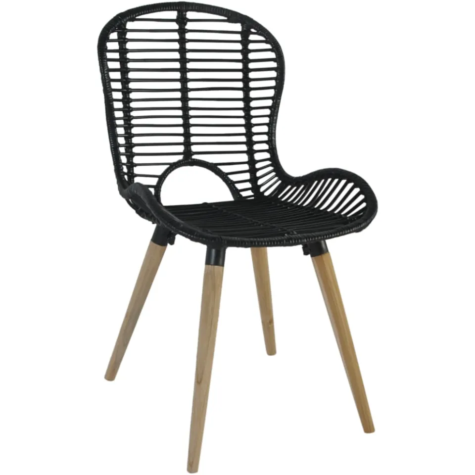 vidaXL Eetkamerstoelen 2 st natuurlijk rattan zwart, foto 3