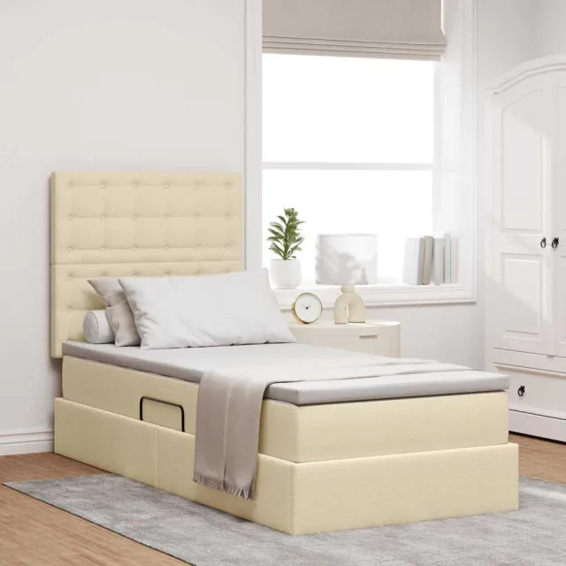 vidaXL Opslag bed met matras met hoofdeinde Crème 90 x 190 cm Stof