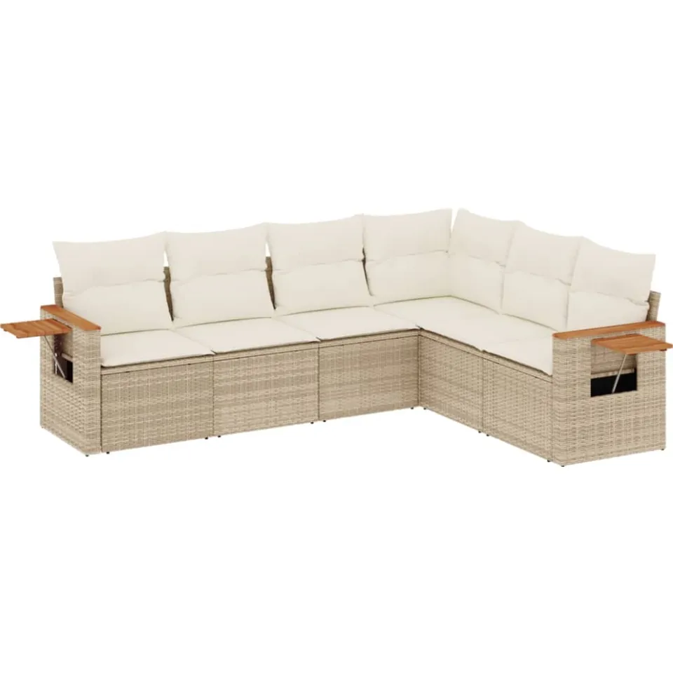 vidaXL Patio Sofa Set 6-zits Beige and Cream, foto 3