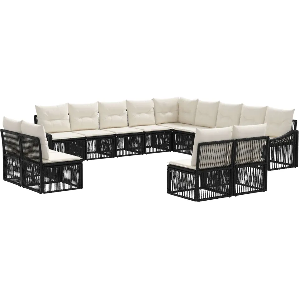 vidaXL Tuinbankenset 13 st 13-zits Zwart poly rattan, foto 3
