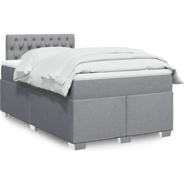 vidaXL Boxspring met matras stof lichtgrijs 120x190 cm grijs