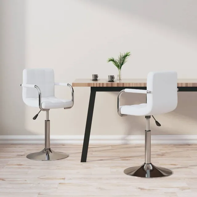 vidaXL Eetkamerstoelen draaibaar 2 st kunstleer wit, foto 2
