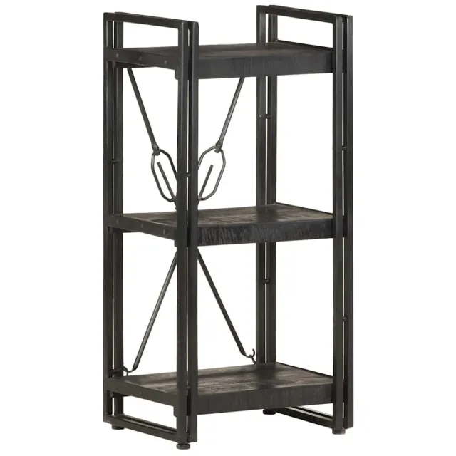 vidaXL Boekenkast met 3 schappen 40x30x80 cm massief mangohout Zwart