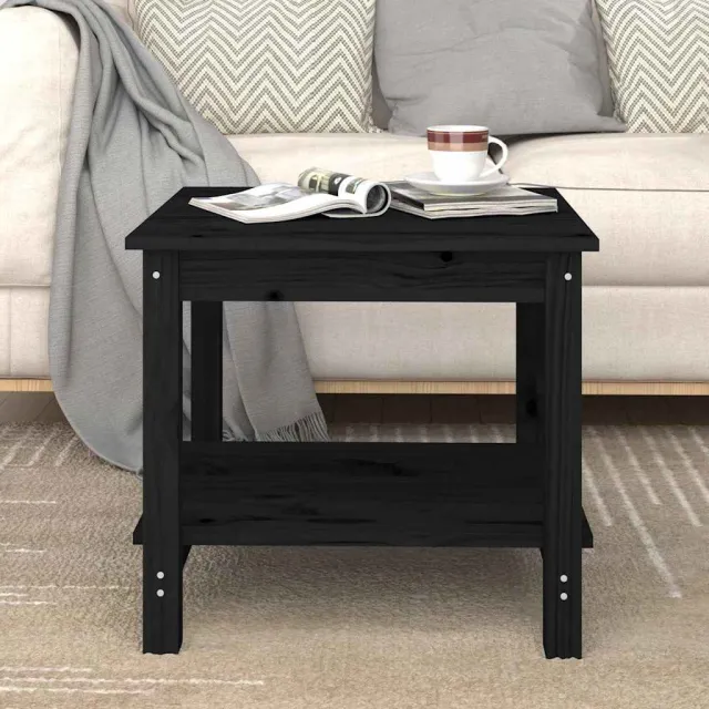 vidaXL Salontafel 50x50x45 cm massief grenenhout zwart, foto 2