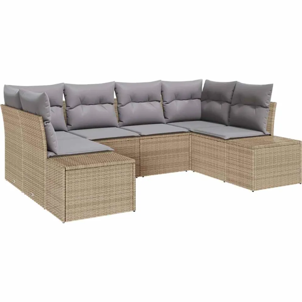 vidaXL Tuin Sofa Set 6 st Beige poly rattan