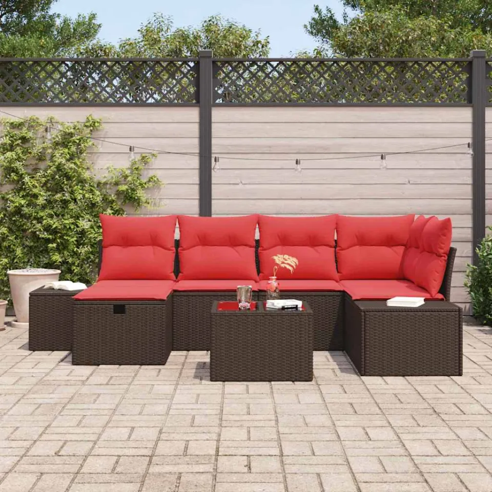 vidaXL Bankstel 3 st poly rattan bruin, foto 3