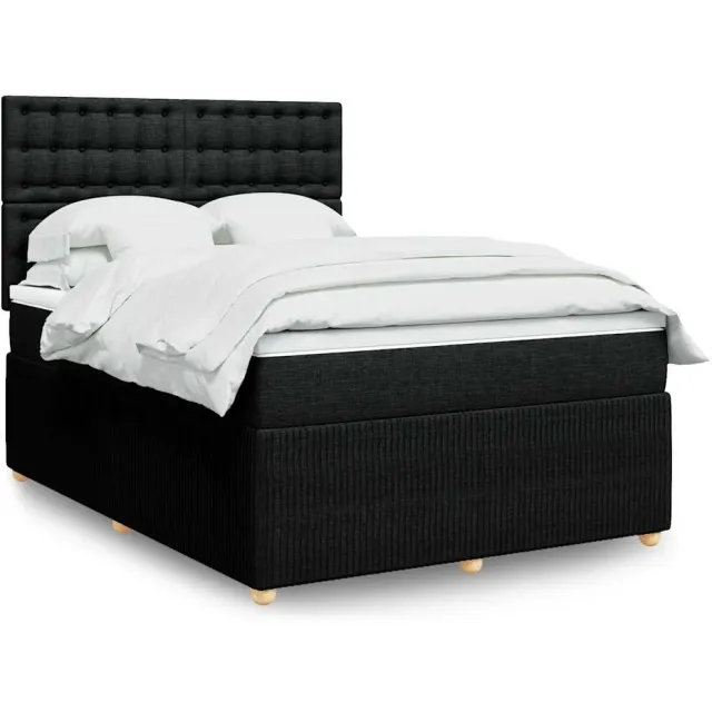 vidaXL Boxspring met matras stof zwart 140x190 cm