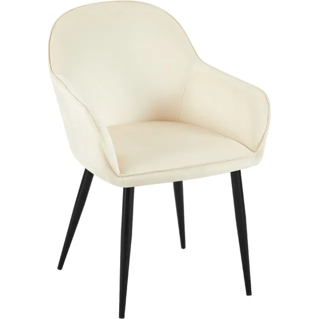 CLP Boise Eetkamerstoel - Met armleuning - Metalen frame - Velvet - Fluweel - creme