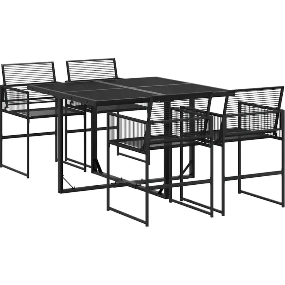 vidaXL 5-delige Tuinset poly rattan zwart