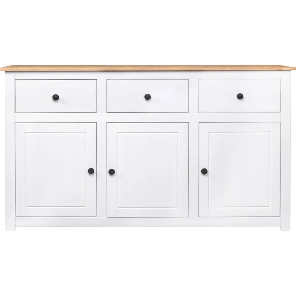 vidaXL Dressoir Panama Range 135x40x80 cm massief grenenhout wit, foto 2